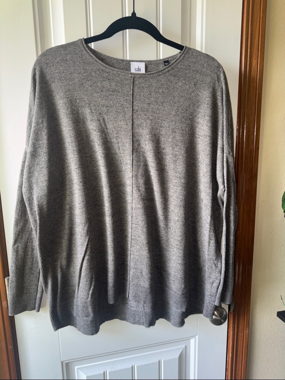 CAbi Heathered Gray Crewneck Sweater